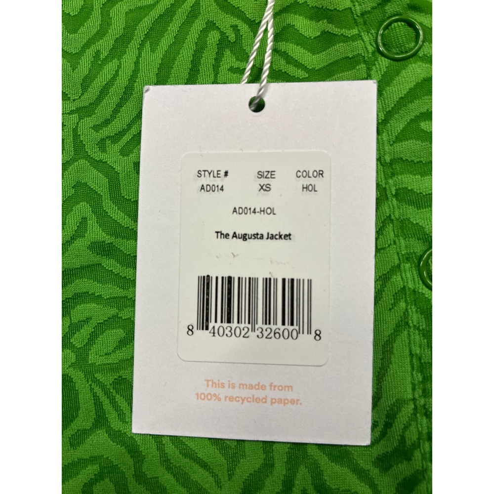 Andie Augusta Jacket XS Green Zebra Print Cropped Snap Front Long Sleeve AD014 - Picture 5 of 9
